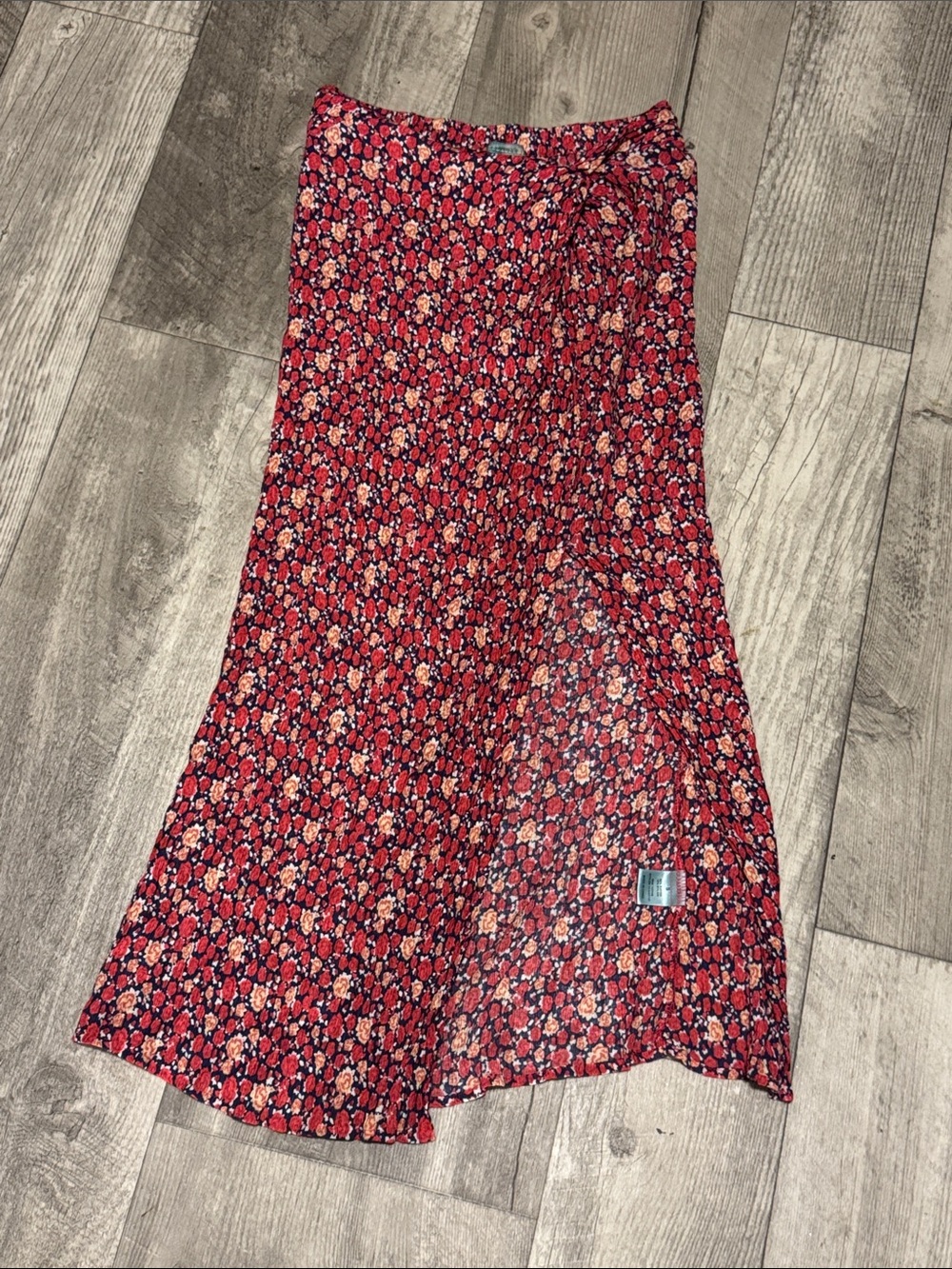 Good Luck Gem Red Floral Maxi Skirt with Pink Accents